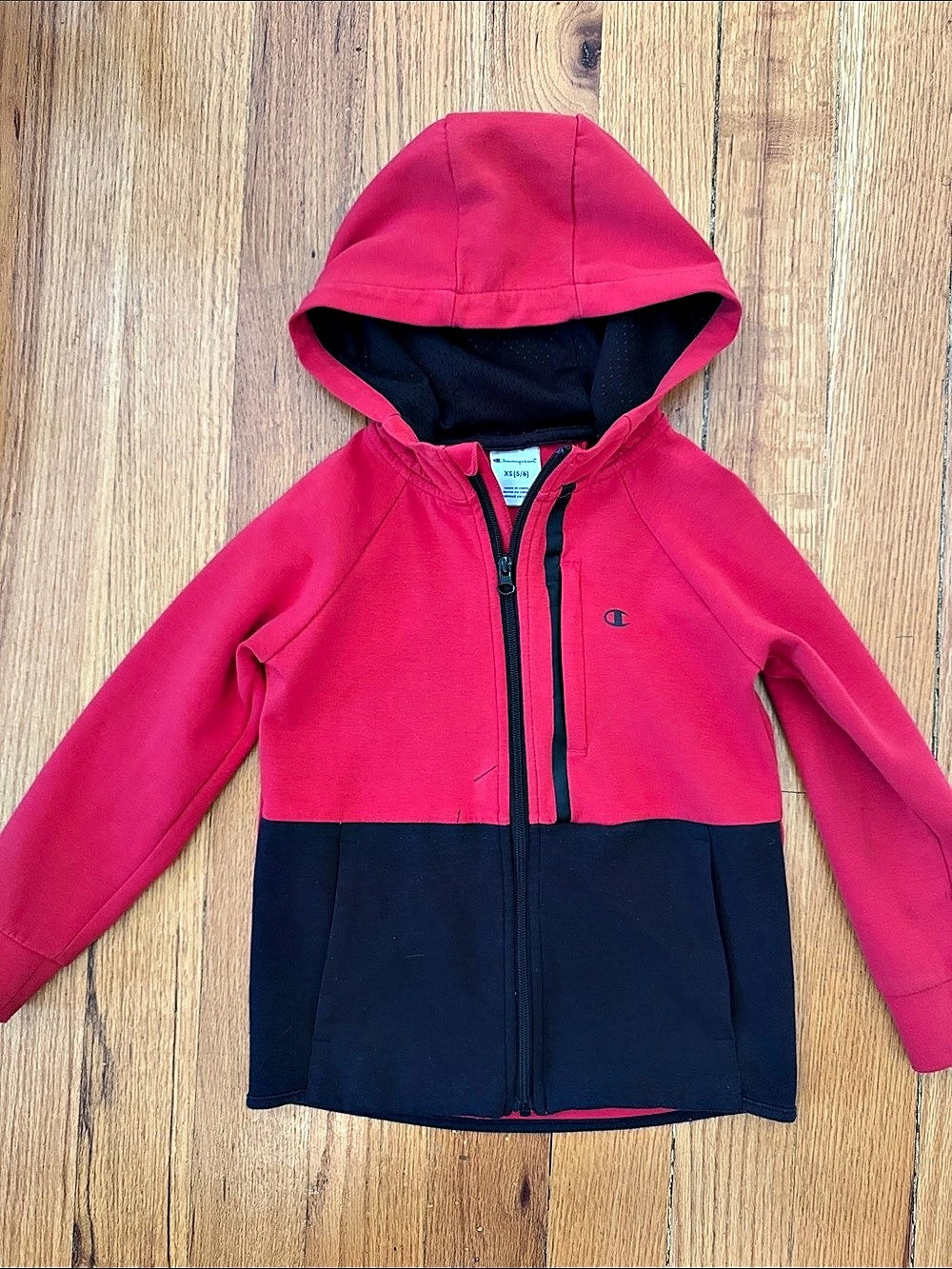 Champion Youth Colorblock Full-Zip Hoodie Red & Black Boys XS (5/6)